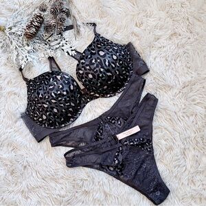 RARE 2018 VICTORIA’S SECRET 3 Piece Animal Leopard Cheetah Bra Panty Set 36D